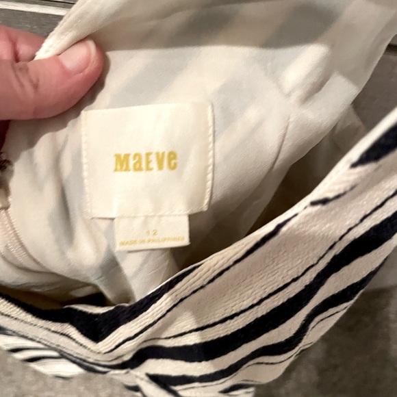 ANTHROPOLOGIE Maeve Mitered Striped Peplum Tank Top With Sash - Size 12 - Picture 10 of 11